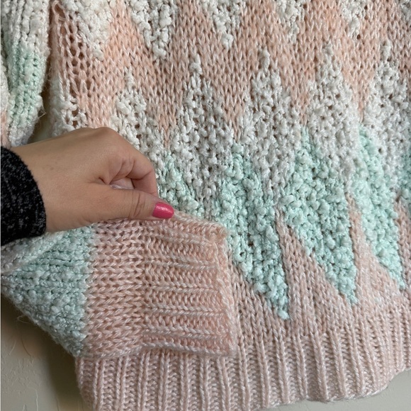 Vintage Forindi Pastel Chevron Knit Sweater Grandmacore 90s Art Deco - Picture 2 of 8